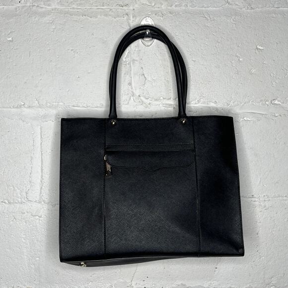 Rebecca Minkoff Women's Black Gold Embossed Leather Shoulder Tote Bag - Picture 2 of 9